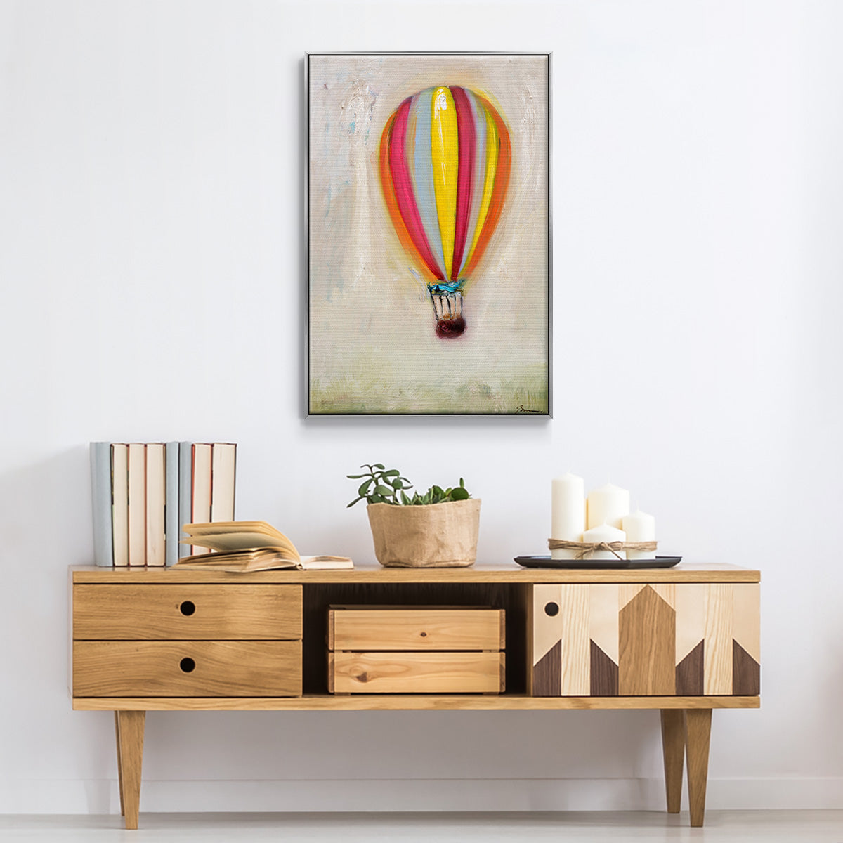 Lucky Hot Air Balloon - Floater Framed Canvas Print