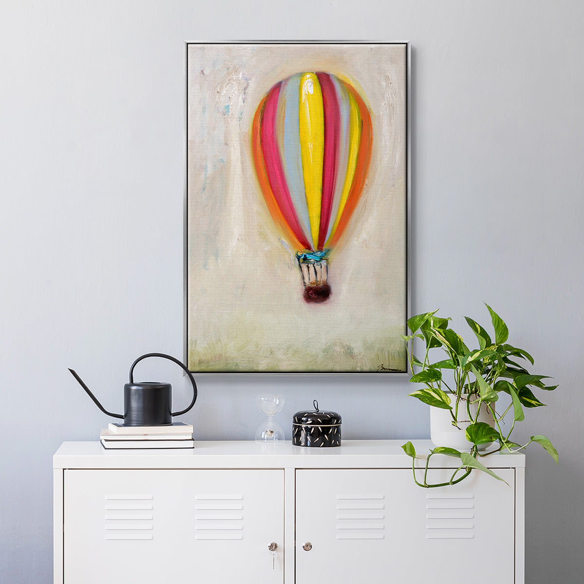 Lucky Hot Air Balloon - Floater Framed Canvas Print