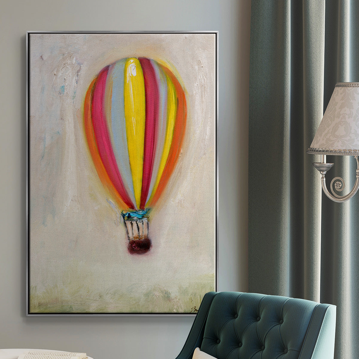 Lucky Hot Air Balloon - Floater Framed Canvas Print