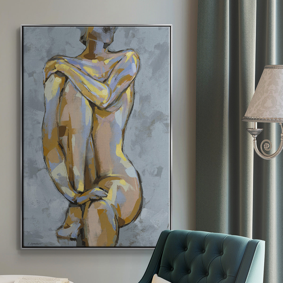 Grey Maiden I - Floater Framed Canvas Print