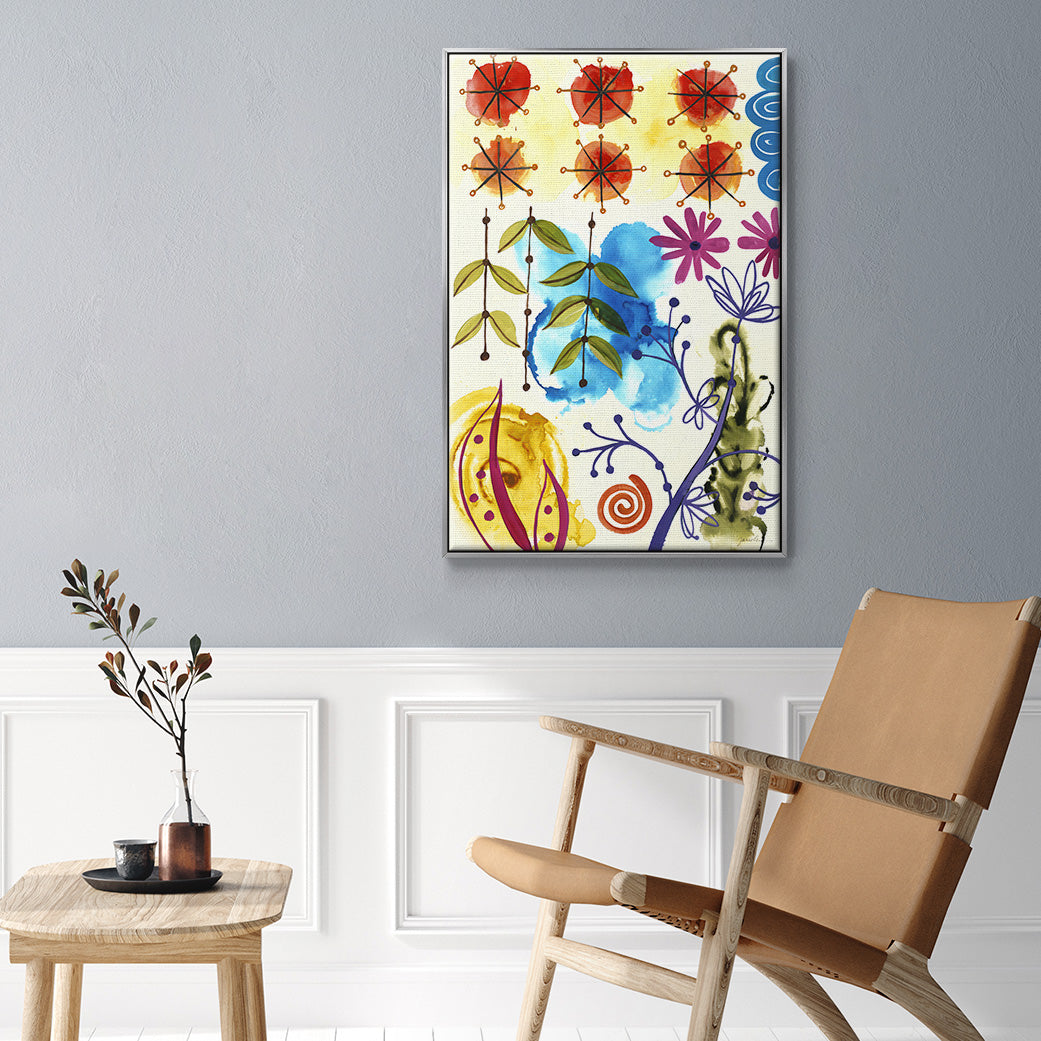 Flower Power II - Floater Framed Canvas Print