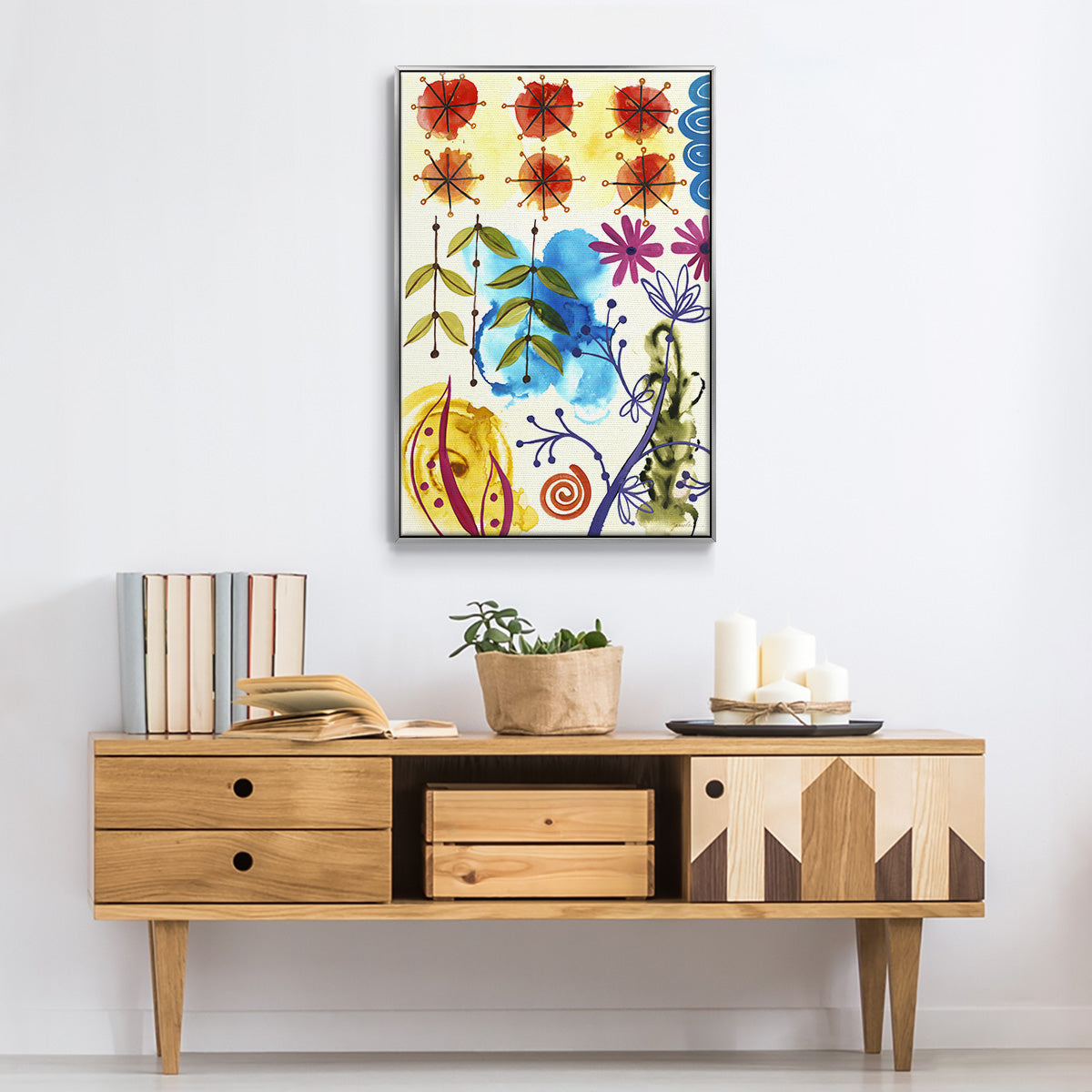 Flower Power II - Floater Framed Canvas Print