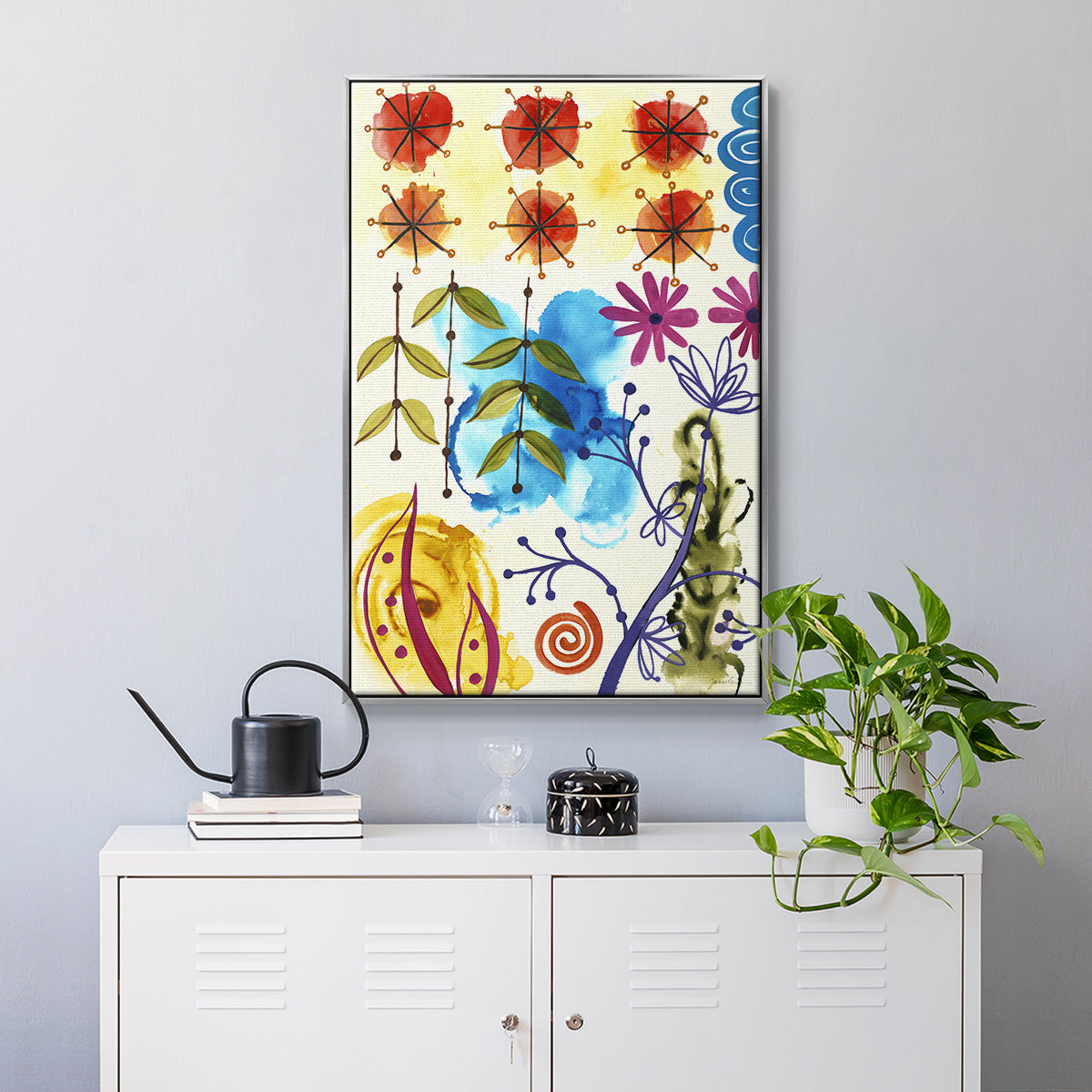 Flower Power II - Floater Framed Canvas Print