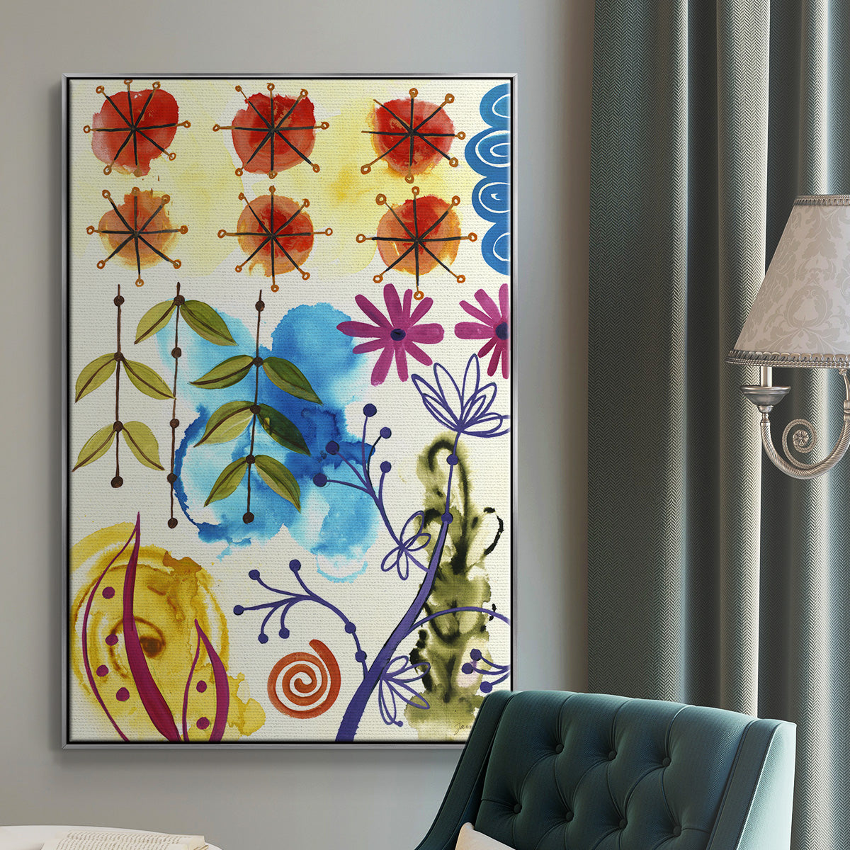 Flower Power II - Floater Framed Canvas Print