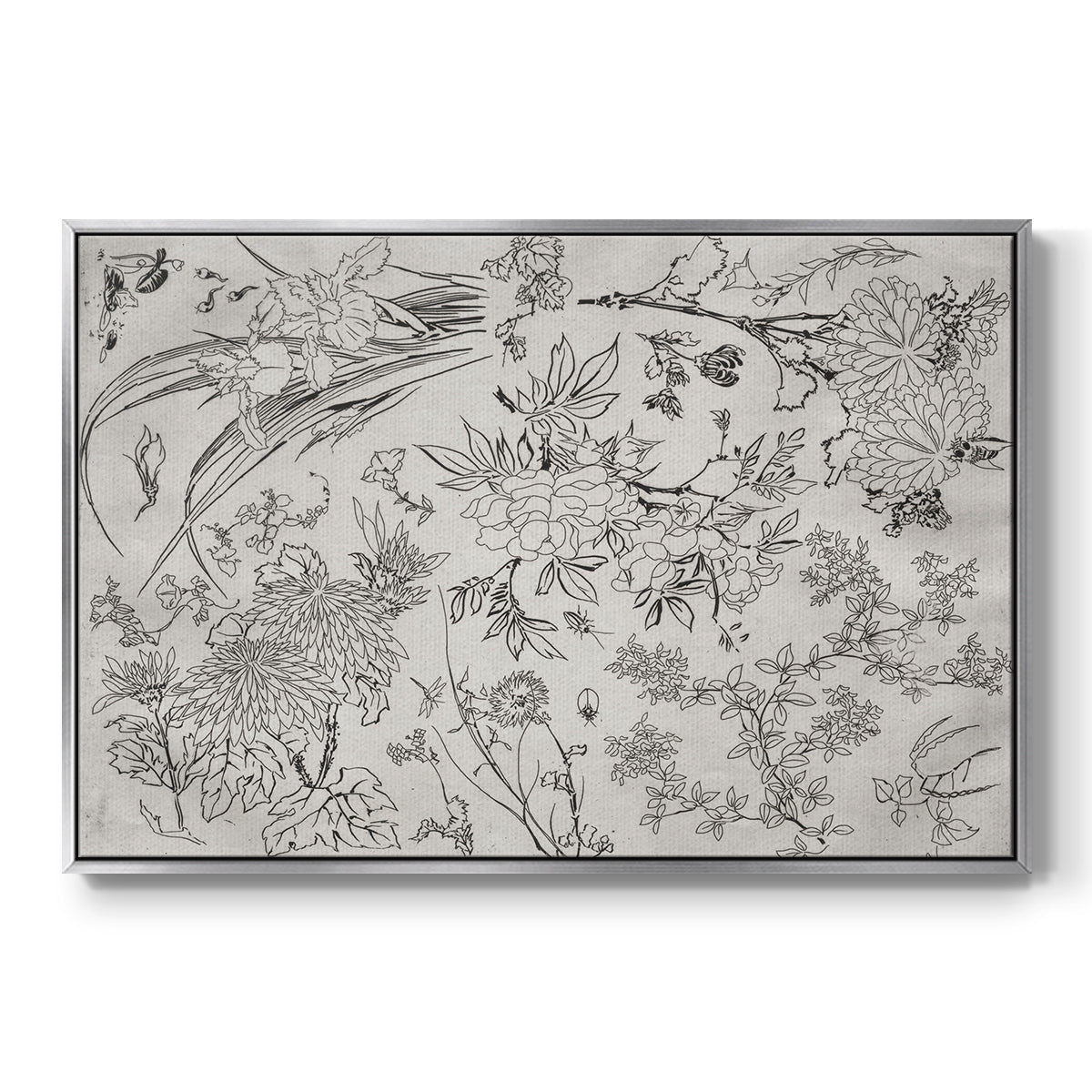 Vintage Abstract Print XVI - Floater Framed Canvas Print