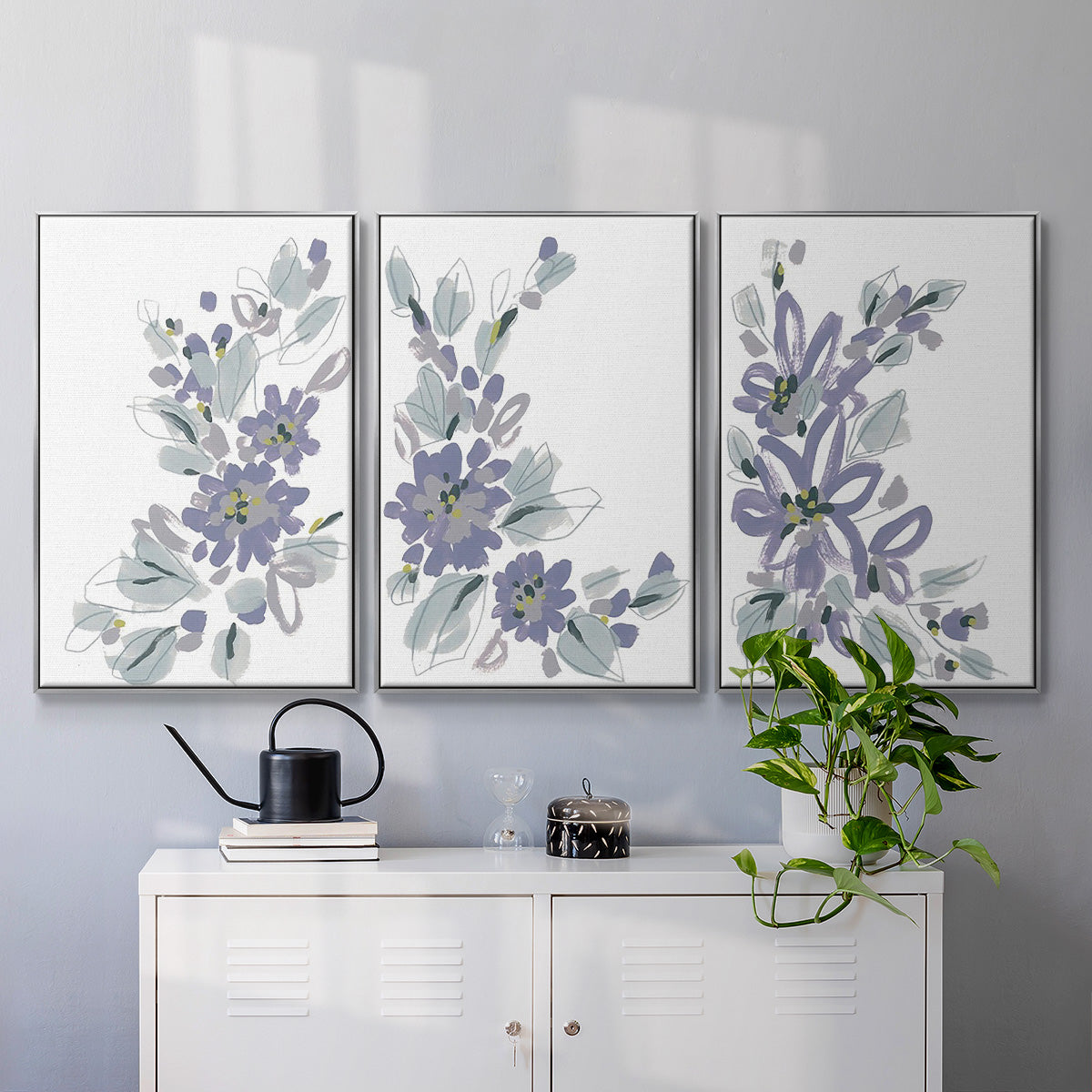 Periwinkle Patch I - Floater Framed Canvas Set
