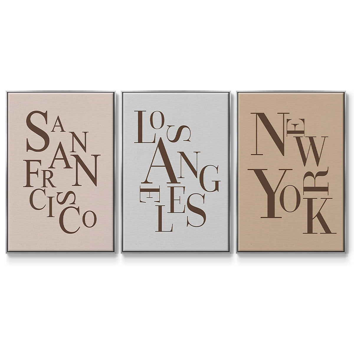 Neutral City Center Type I - Floater Framed Canvas Set