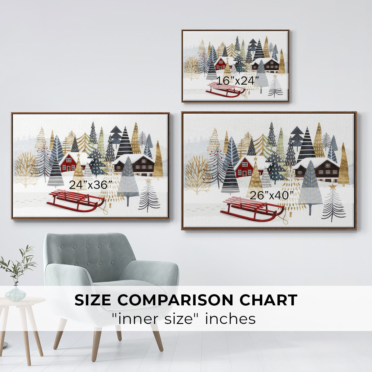 Christmas Chalet Collection A - Floater Framed Canvas Print