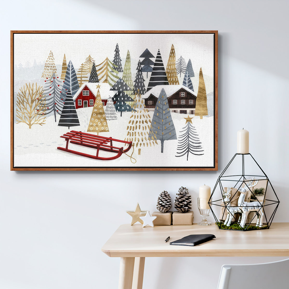 Christmas Chalet Collection A - Floater Framed Canvas Print