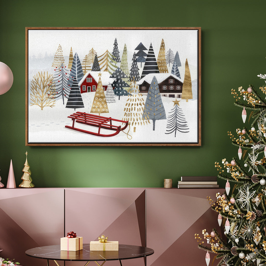 Christmas Chalet Collection A - Floater Framed Canvas Print