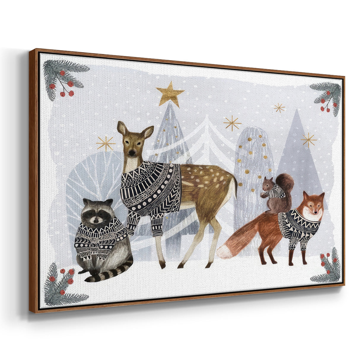 Cozy Christmas Collection A - Floater Framed Canvas Print