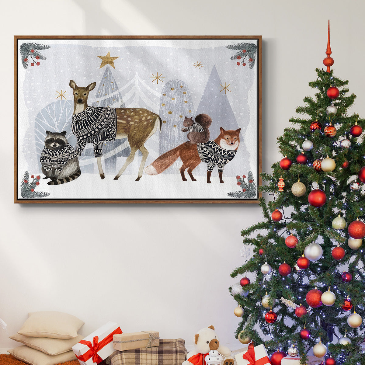 Cozy Christmas Collection A - Floater Framed Canvas Print