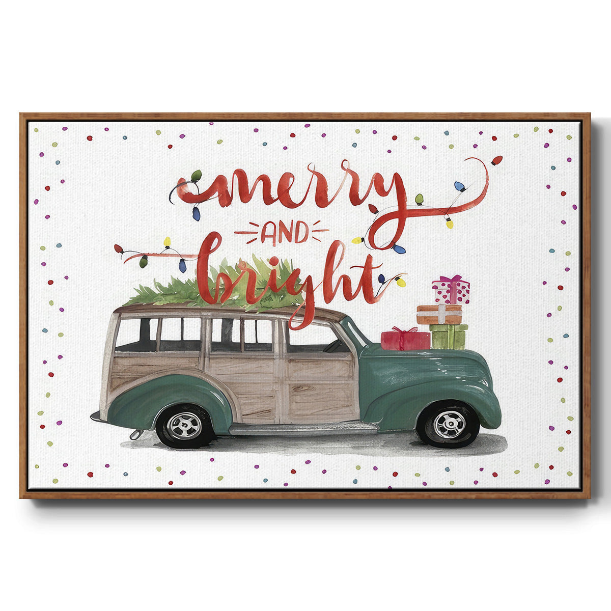 Christmas Cars Collection A - Floater Framed Canvas Print