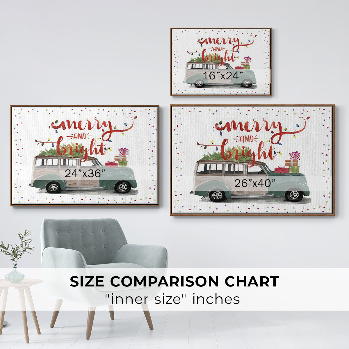 Christmas Cars Collection A - Floater Framed Canvas Print