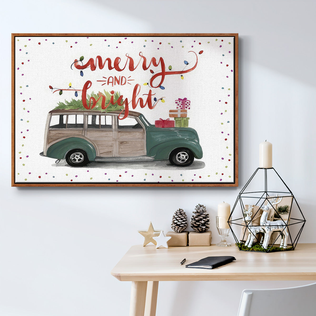 Christmas Cars Collection A - Floater Framed Canvas Print