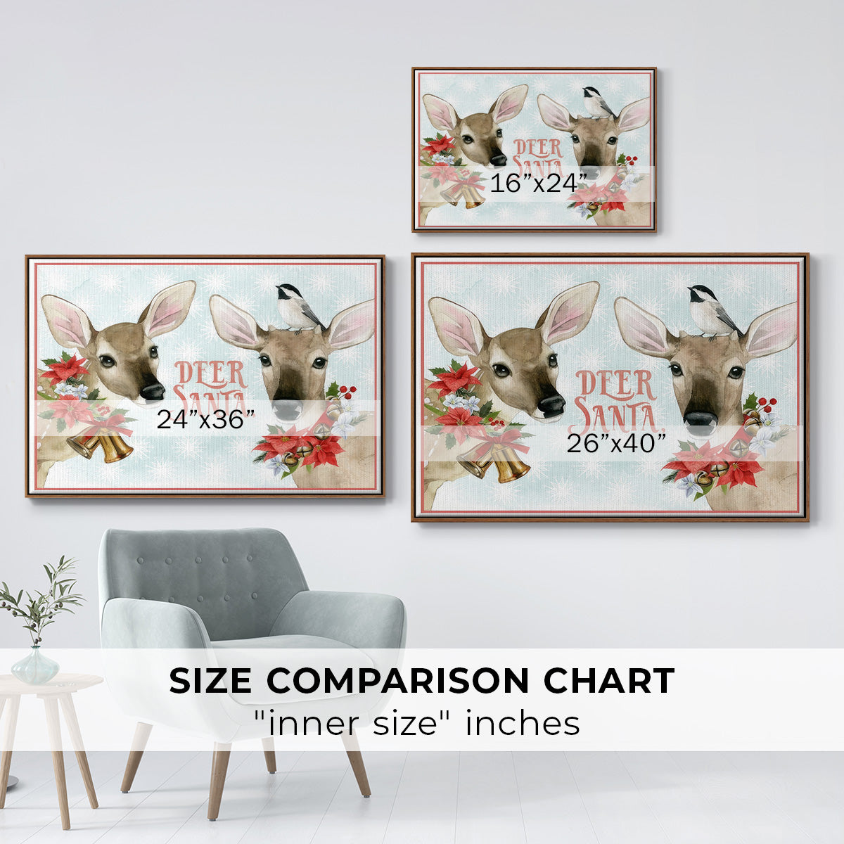 Deer Christmas Collection A - Floater Framed Canvas Print