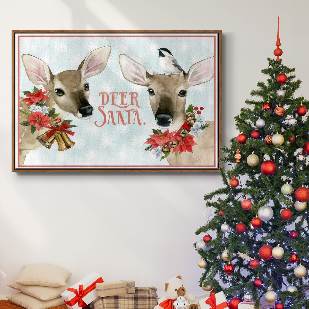 Deer Christmas Collection A - Floater Framed Canvas Print