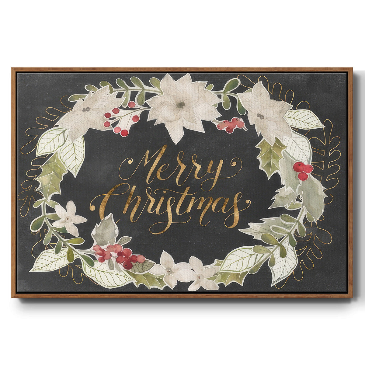 Gilded Christmas Collection A - Floater Framed Canvas Print