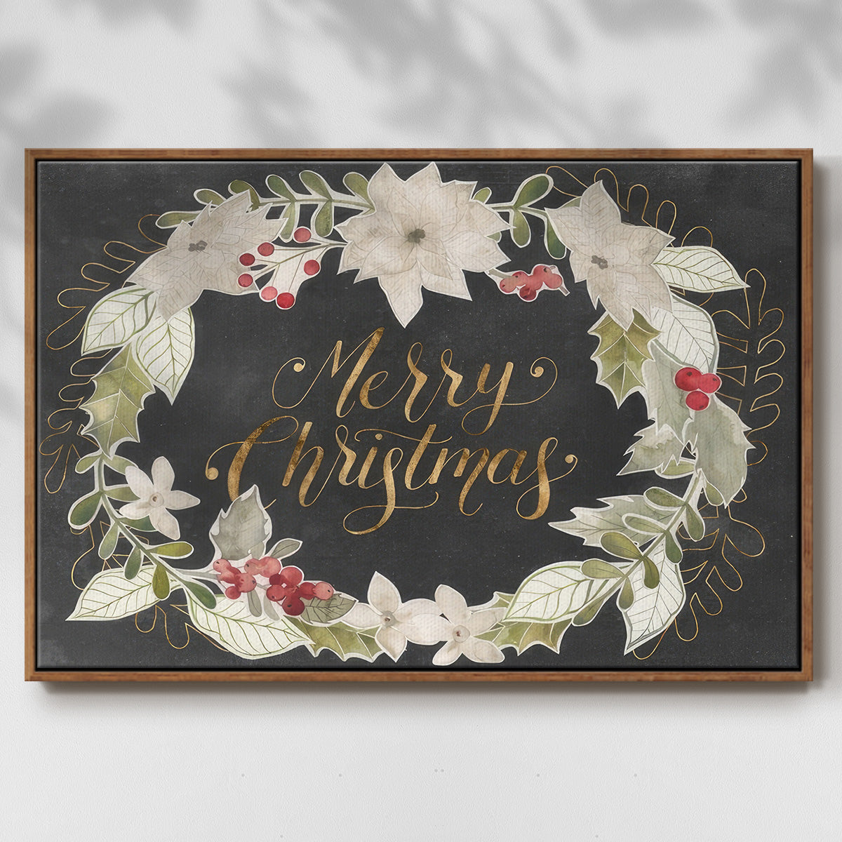 Gilded Christmas Collection A - Floater Framed Canvas Print