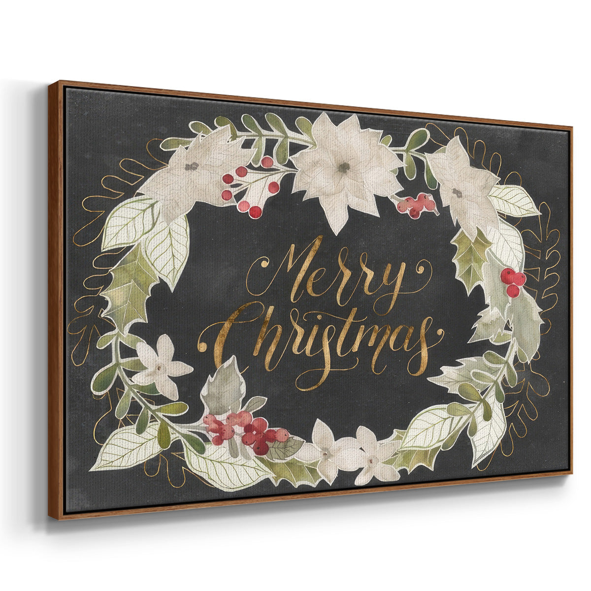 Gilded Christmas Collection A - Floater Framed Canvas Print