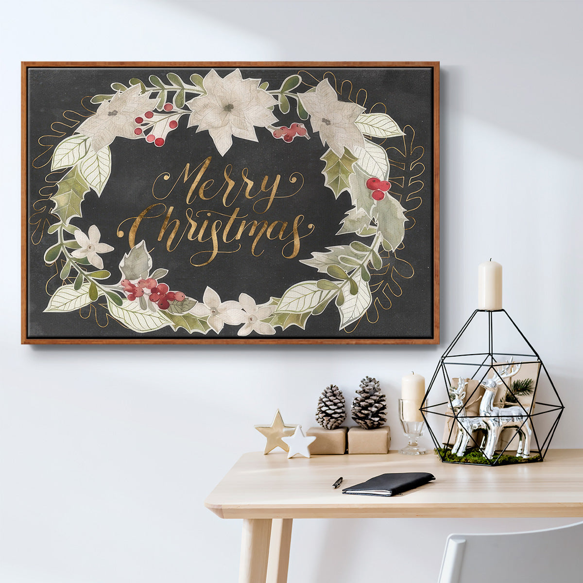 Gilded Christmas Collection A - Floater Framed Canvas Print