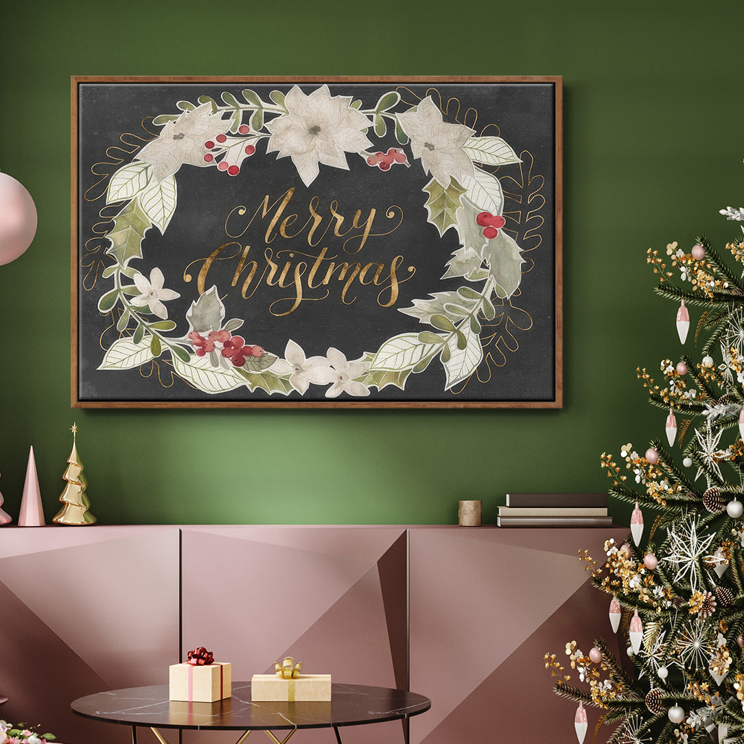 Gilded Christmas Collection A - Floater Framed Canvas Print