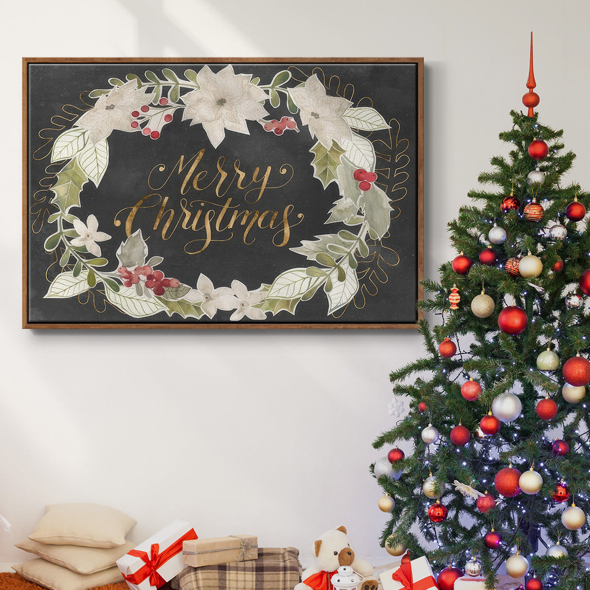 Gilded Christmas Collection A - Floater Framed Canvas Print