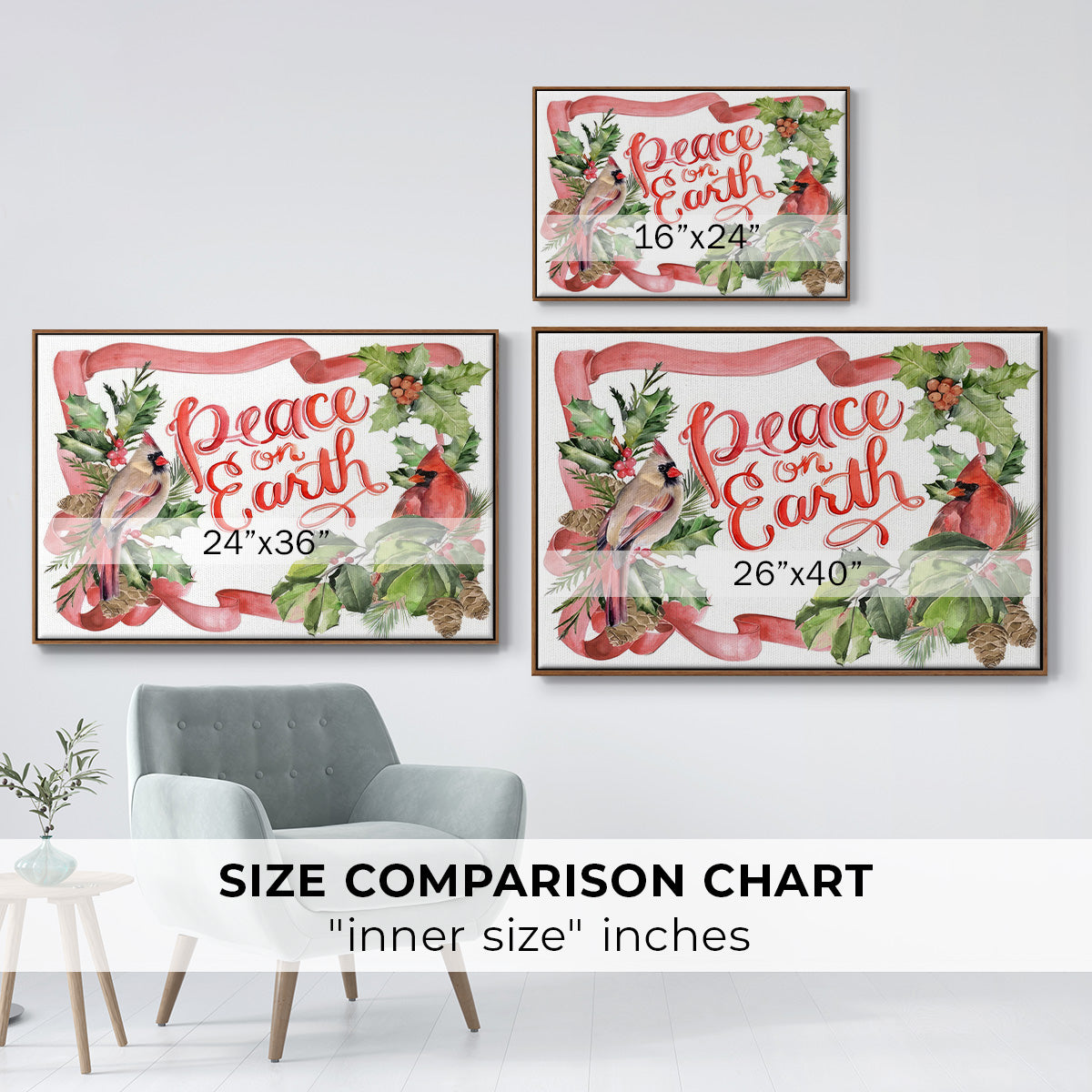 Cardinal Holly Christmas Collection A - Floater Framed Canvas Print