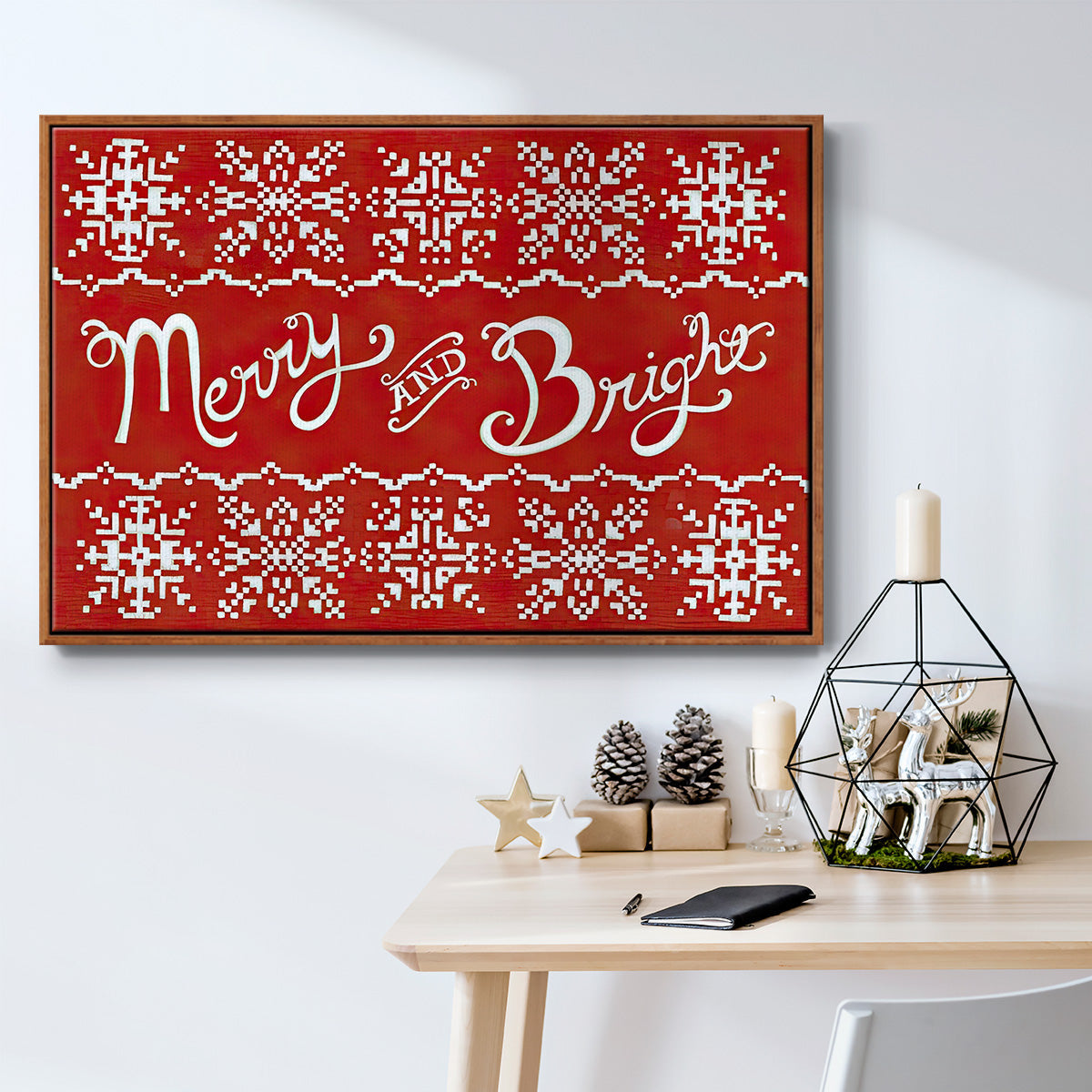 Fair Isle Snowflake I - Floater Framed Canvas Print