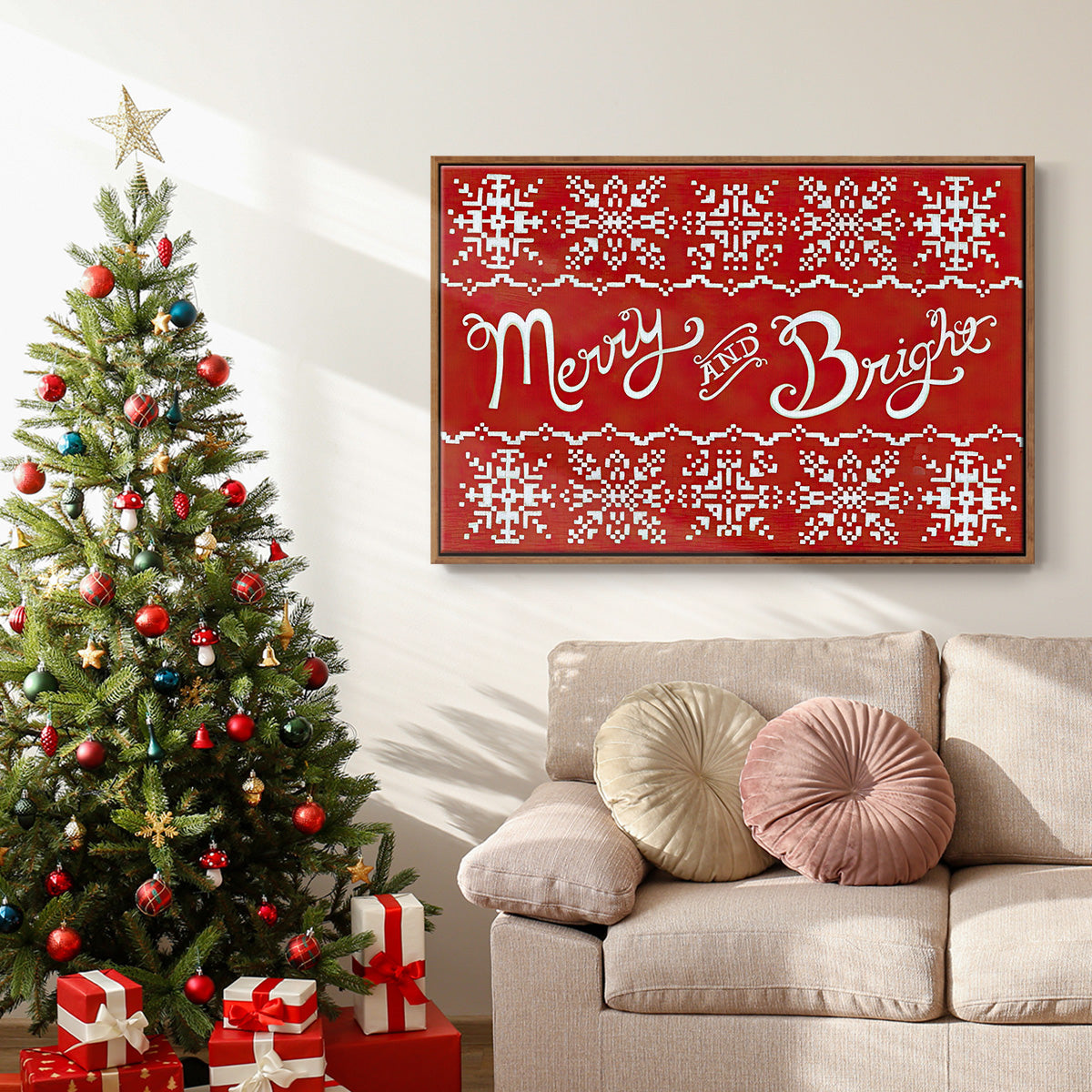 Fair Isle Snowflake I - Floater Framed Canvas Print