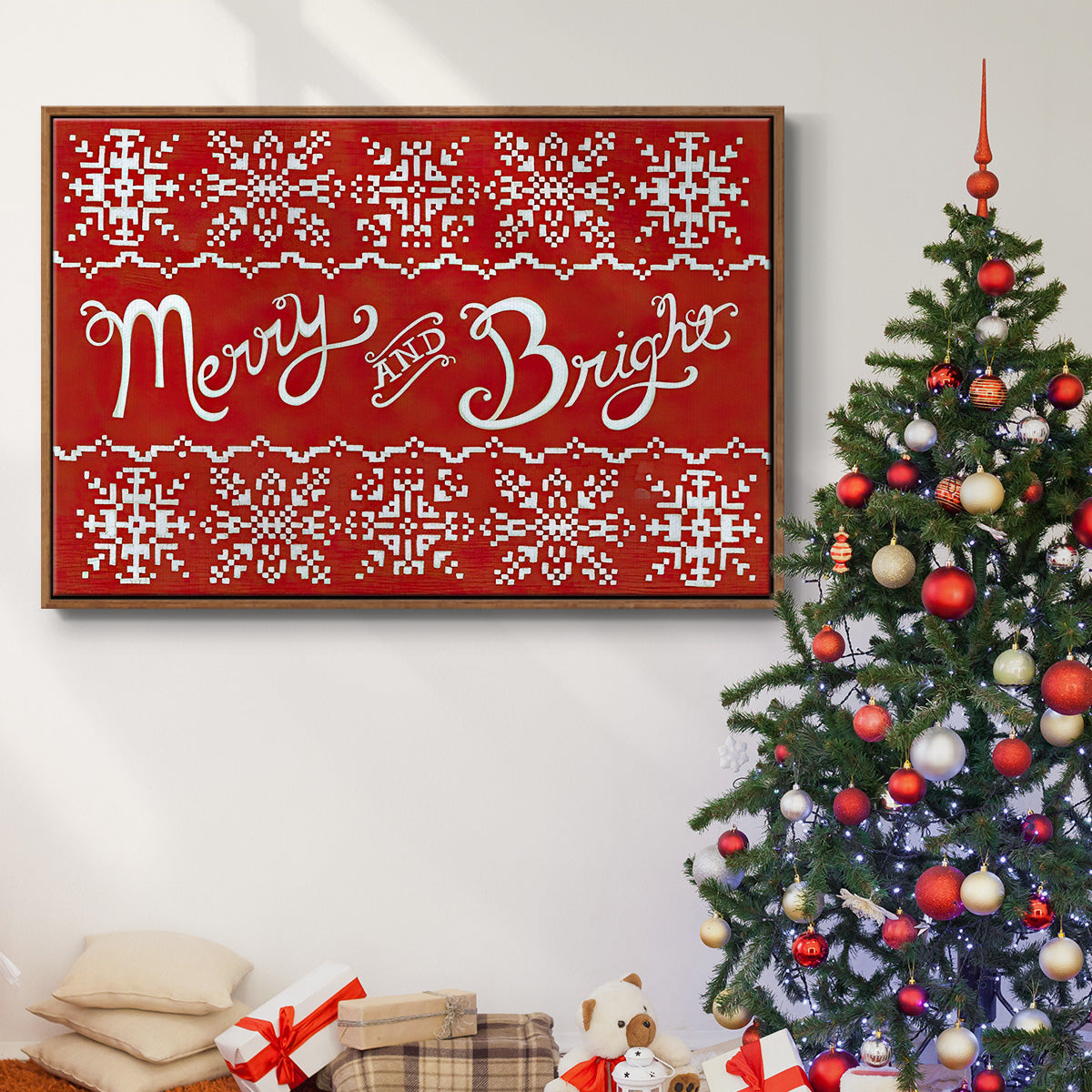 Fair Isle Snowflake I - Floater Framed Canvas Print