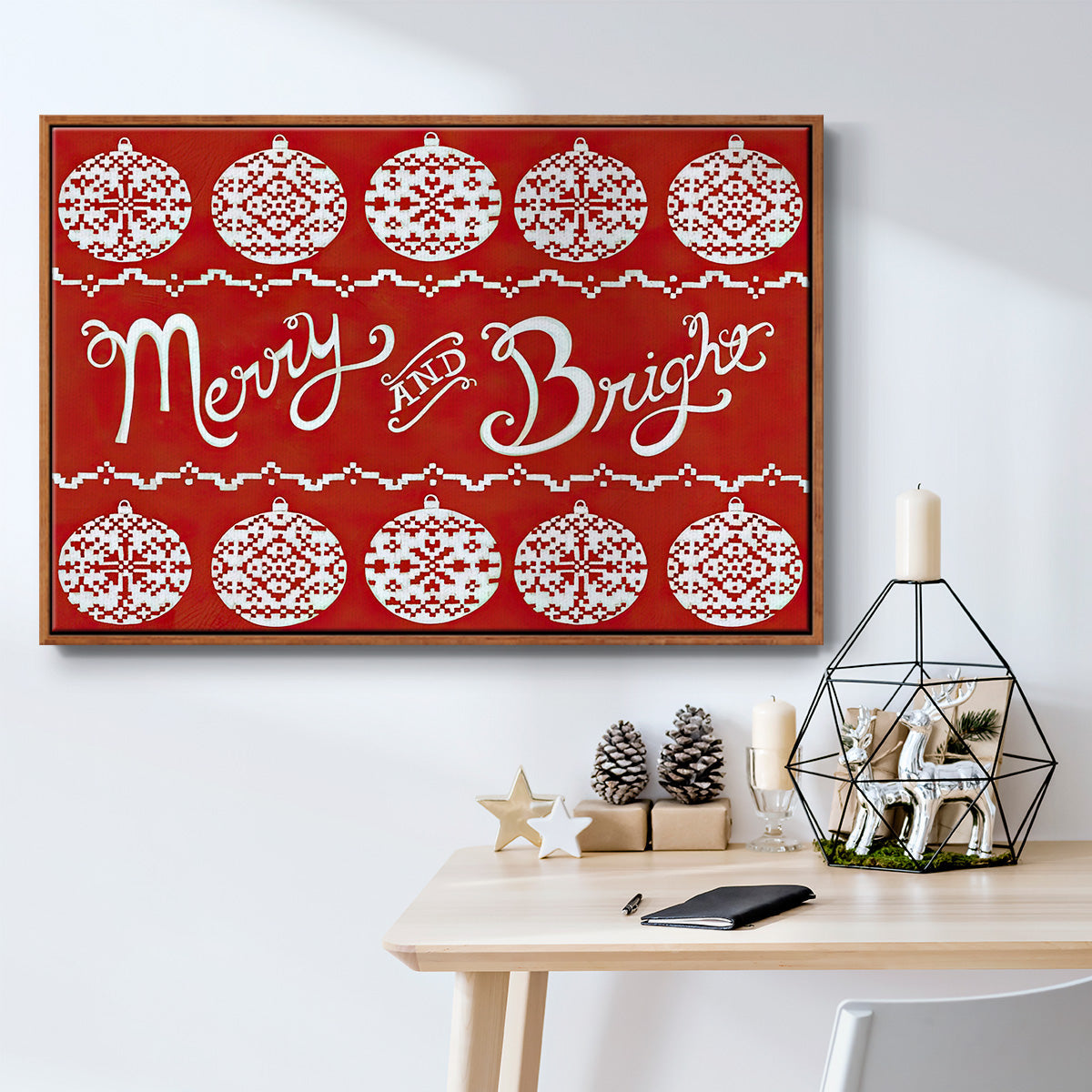 Fair Isle Snowflake II - Floater Framed Canvas Print