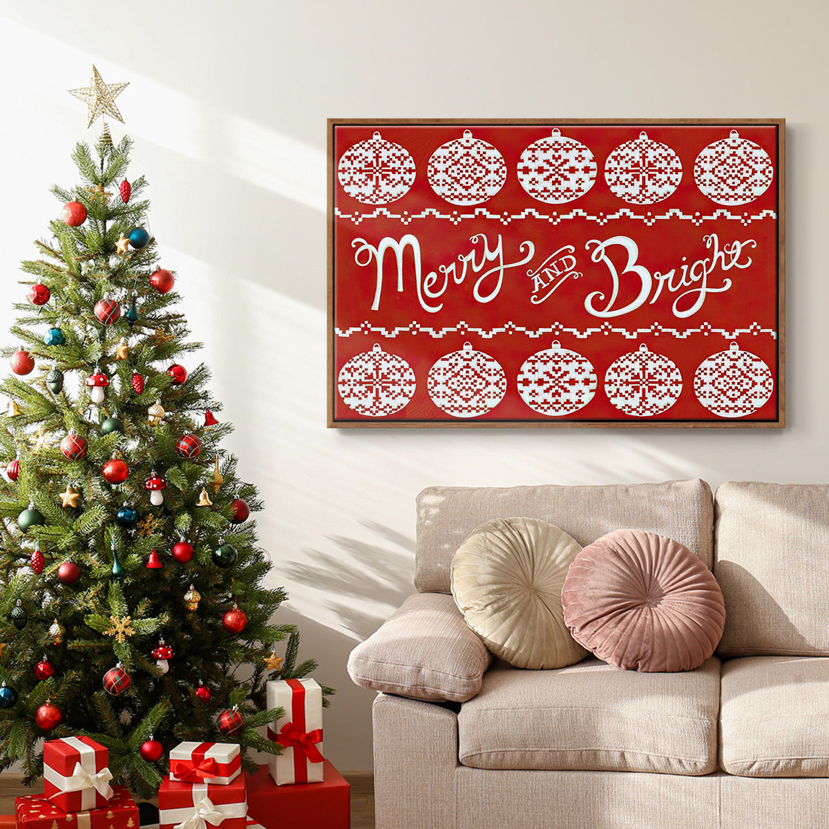 Fair Isle Snowflake II - Floater Framed Canvas Print