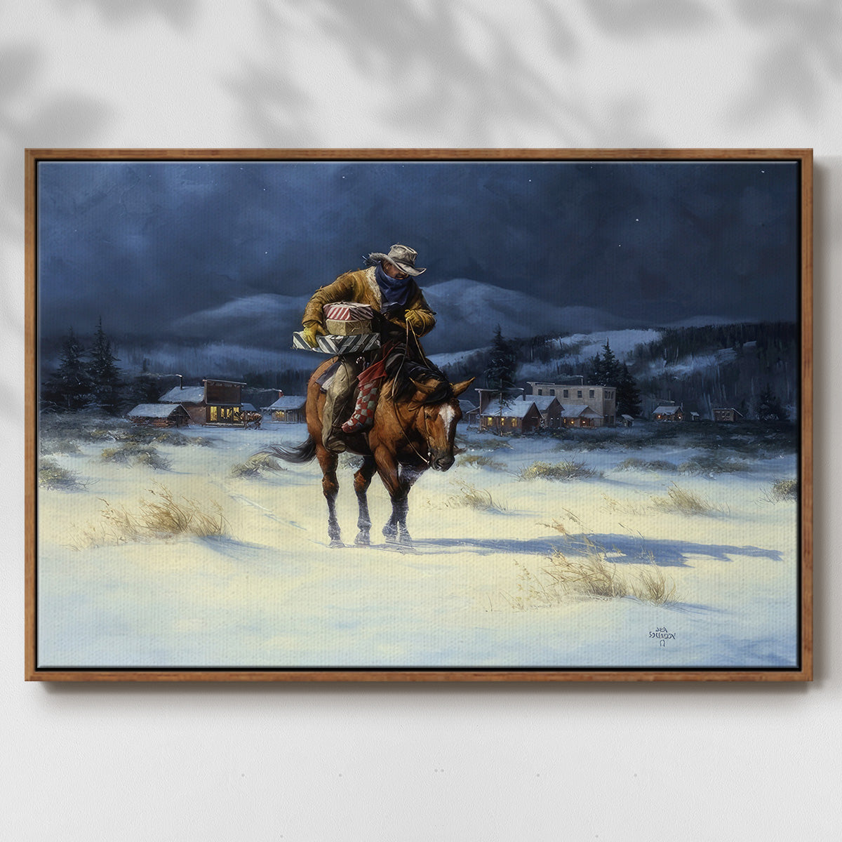 Bringing Christmas Home - Floater Framed Canvas Print
