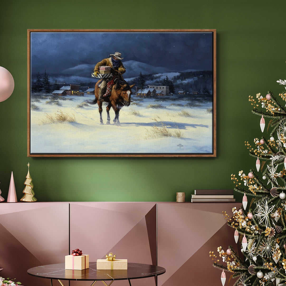 Bringing Christmas Home - Floater Framed Canvas Print
