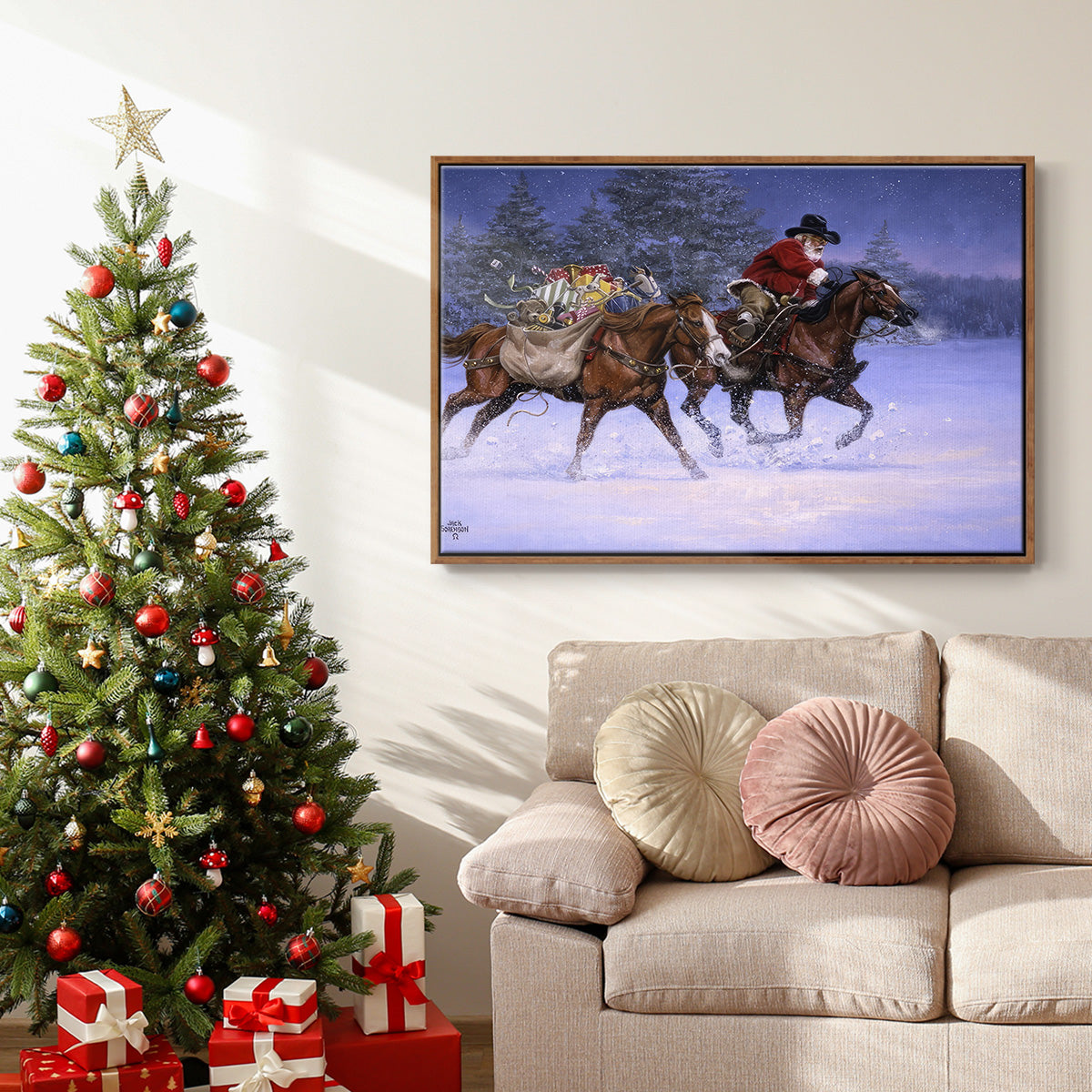 Christmas Rush - Floater Framed Canvas Print
