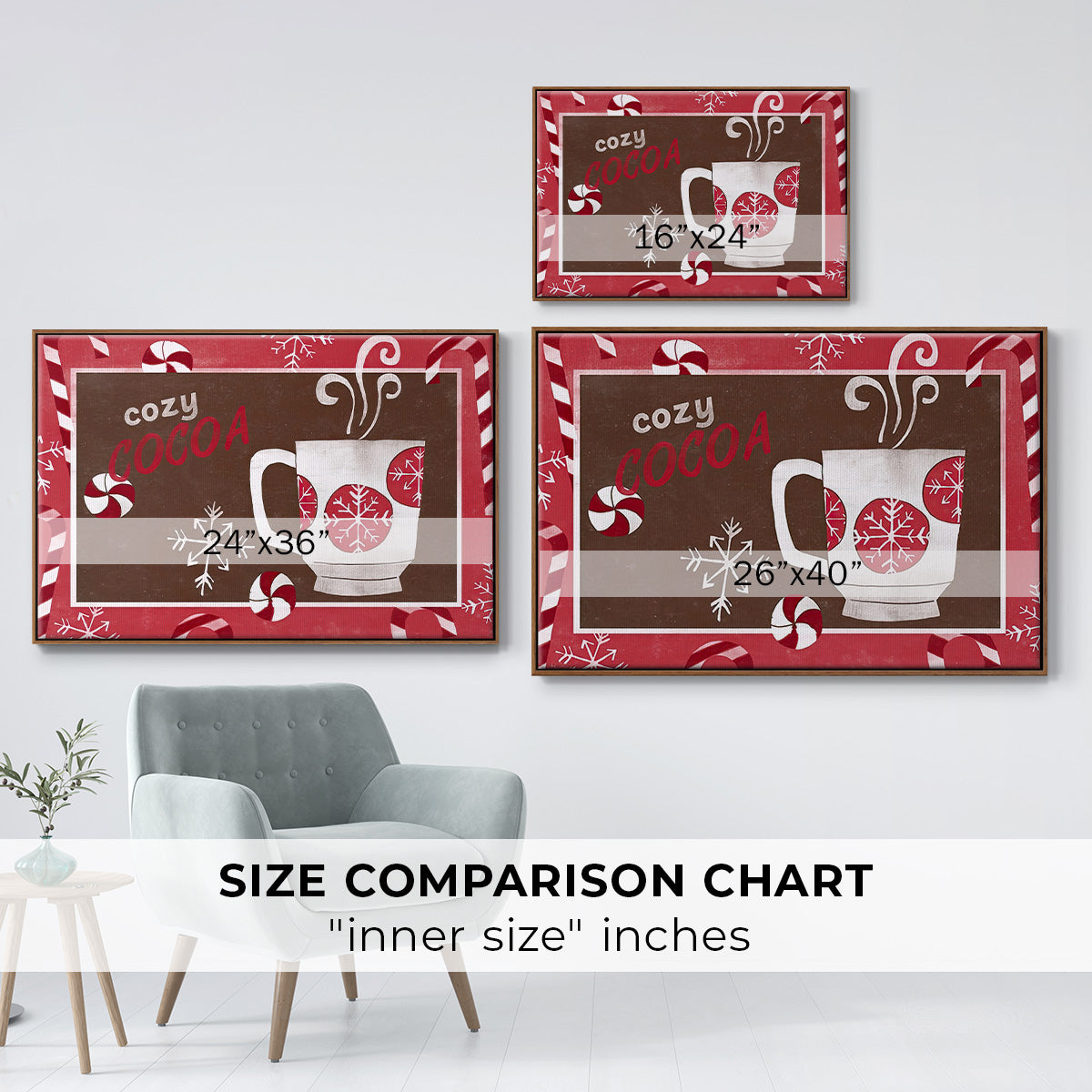 Cozy Cocoa Christmas Collection A - Floater Framed Canvas Print