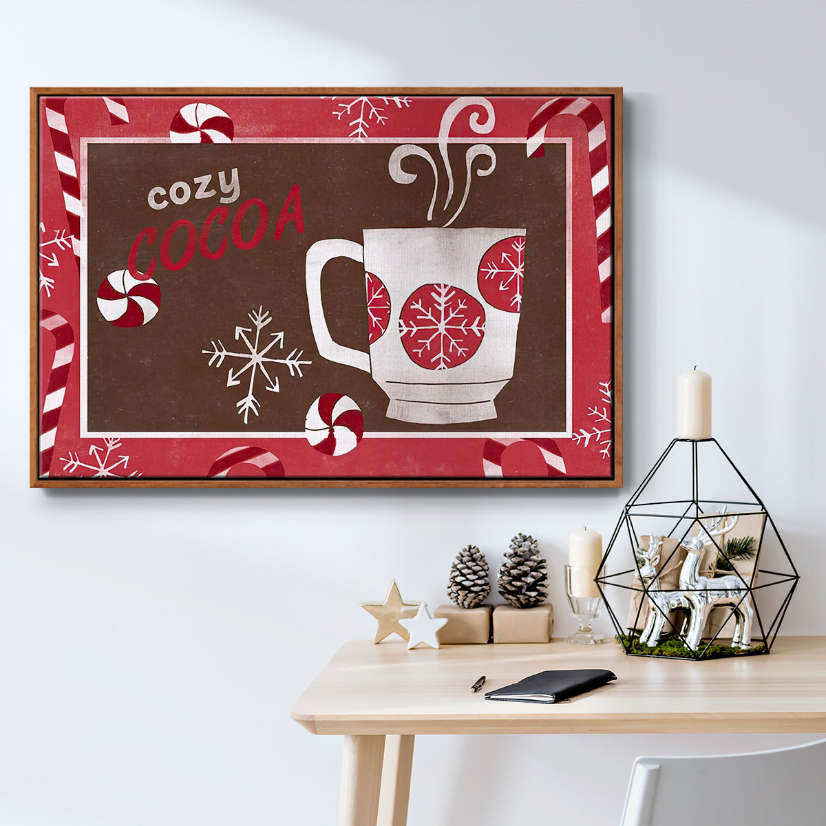 Cozy Cocoa Christmas Collection A - Floater Framed Canvas Print