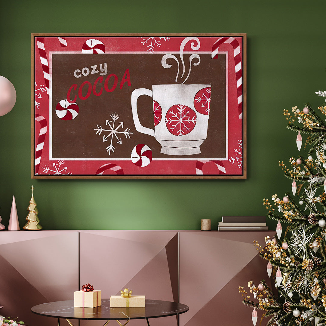 Cozy Cocoa Christmas Collection A - Floater Framed Canvas Print