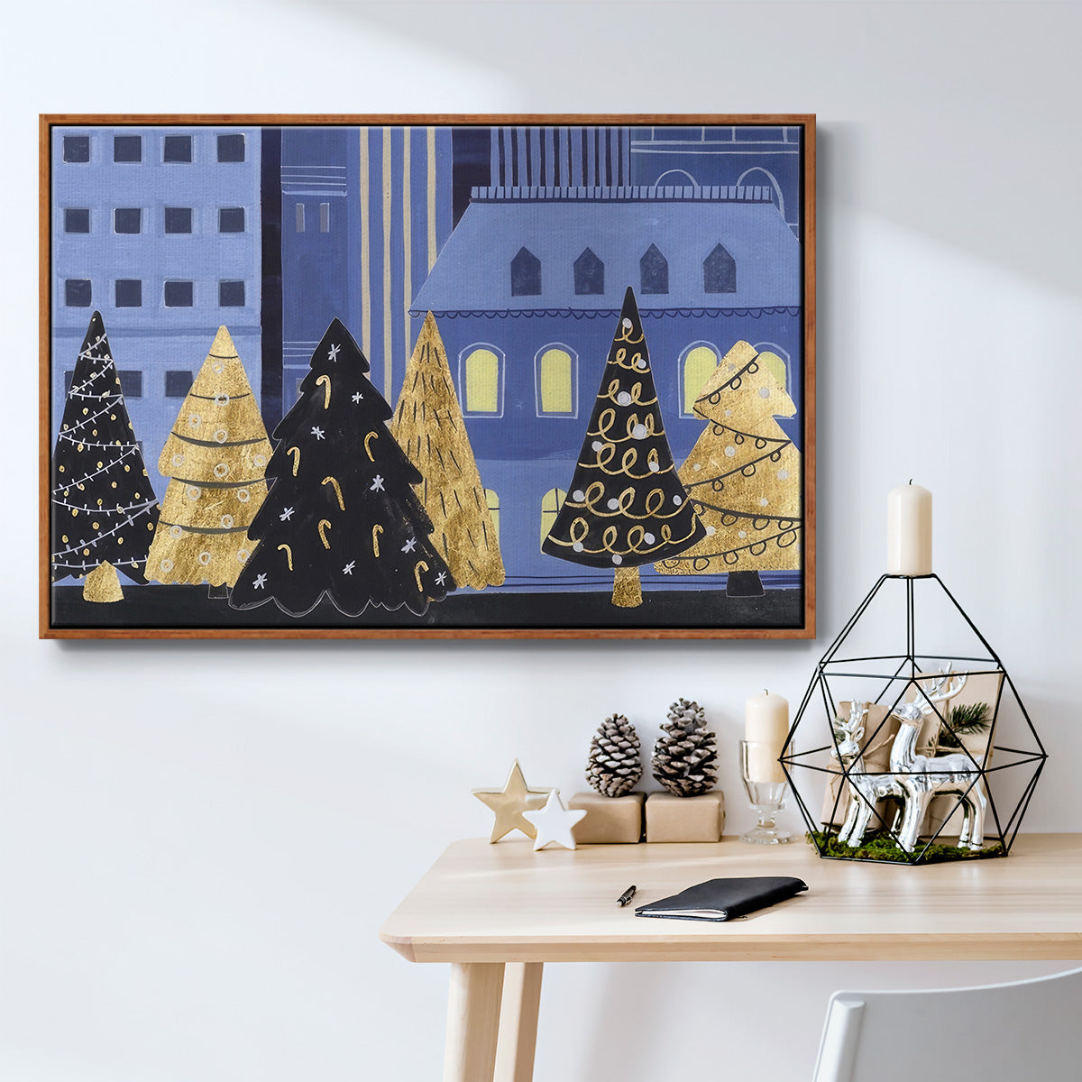 Holiday Night Collection A - Floater Framed Canvas Print