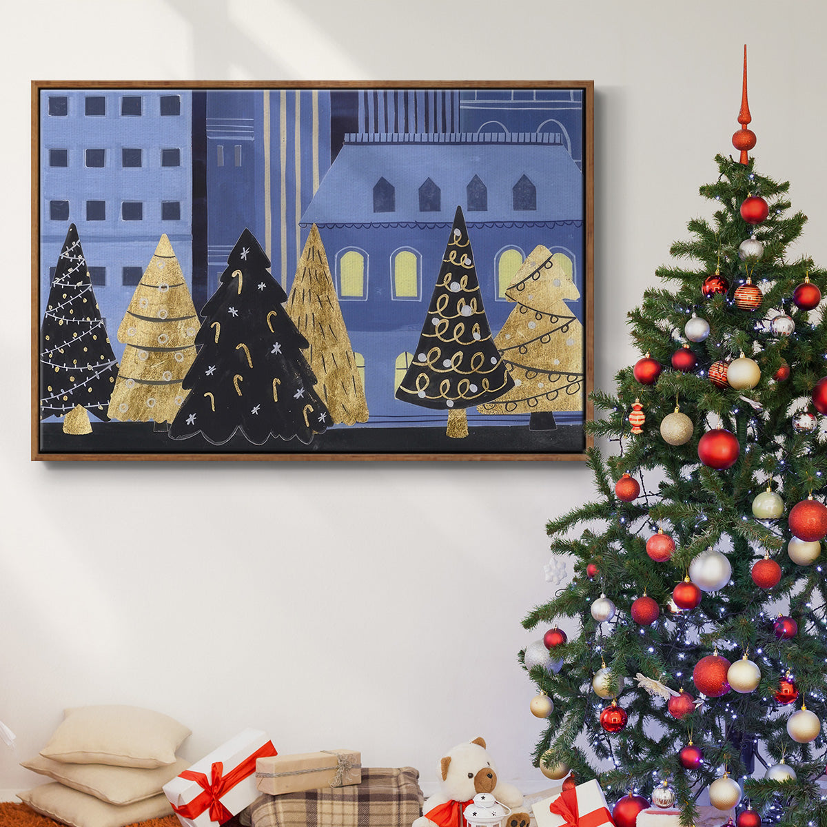 Holiday Night Collection A - Floater Framed Canvas Print