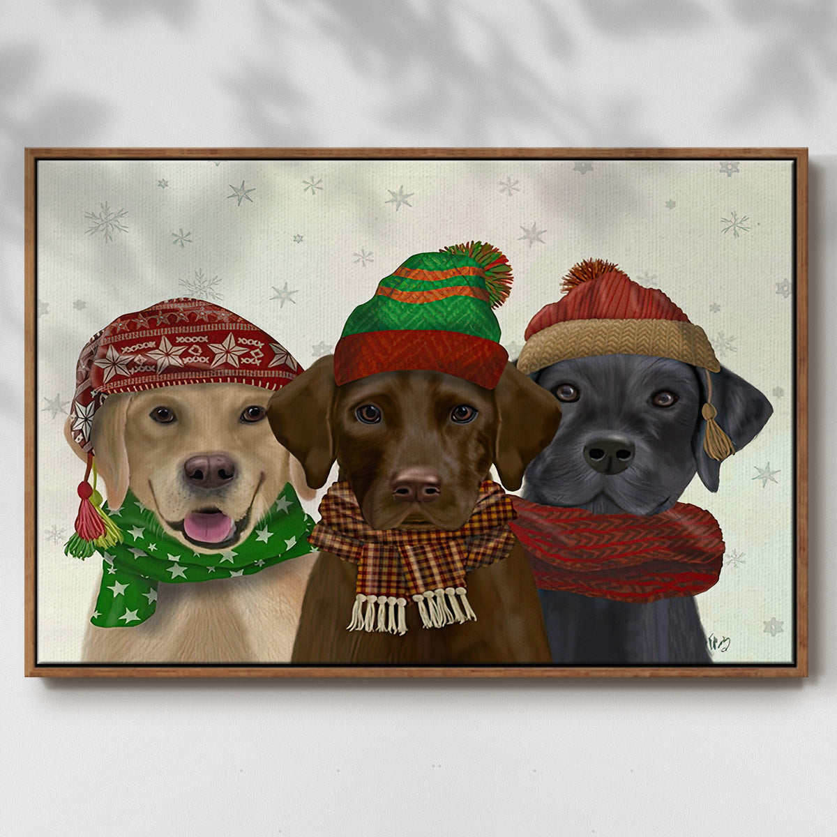 Christmas 3 Winter Labs - Floater Framed Canvas Print