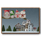 Christmas Owl Village - Floater Framed Canvas Print