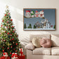 Christmas Owl Village - Floater Framed Canvas Print