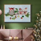 Fluffy Christmas Owls on Branch - Floater Framed Canvas Print