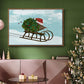 Christmas Holly Hedgehog Sledding - Floater Framed Canvas Print