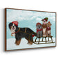Christmas Mutt Sled - Floater Framed Canvas Print