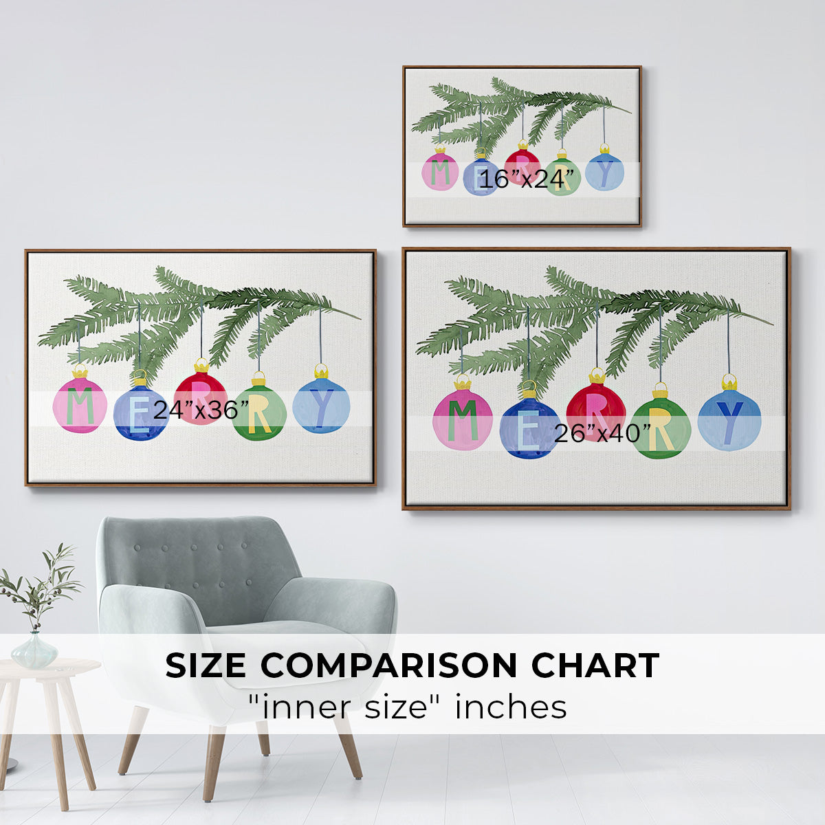Colorful Christmas Collection A - Floater Framed Canvas Print