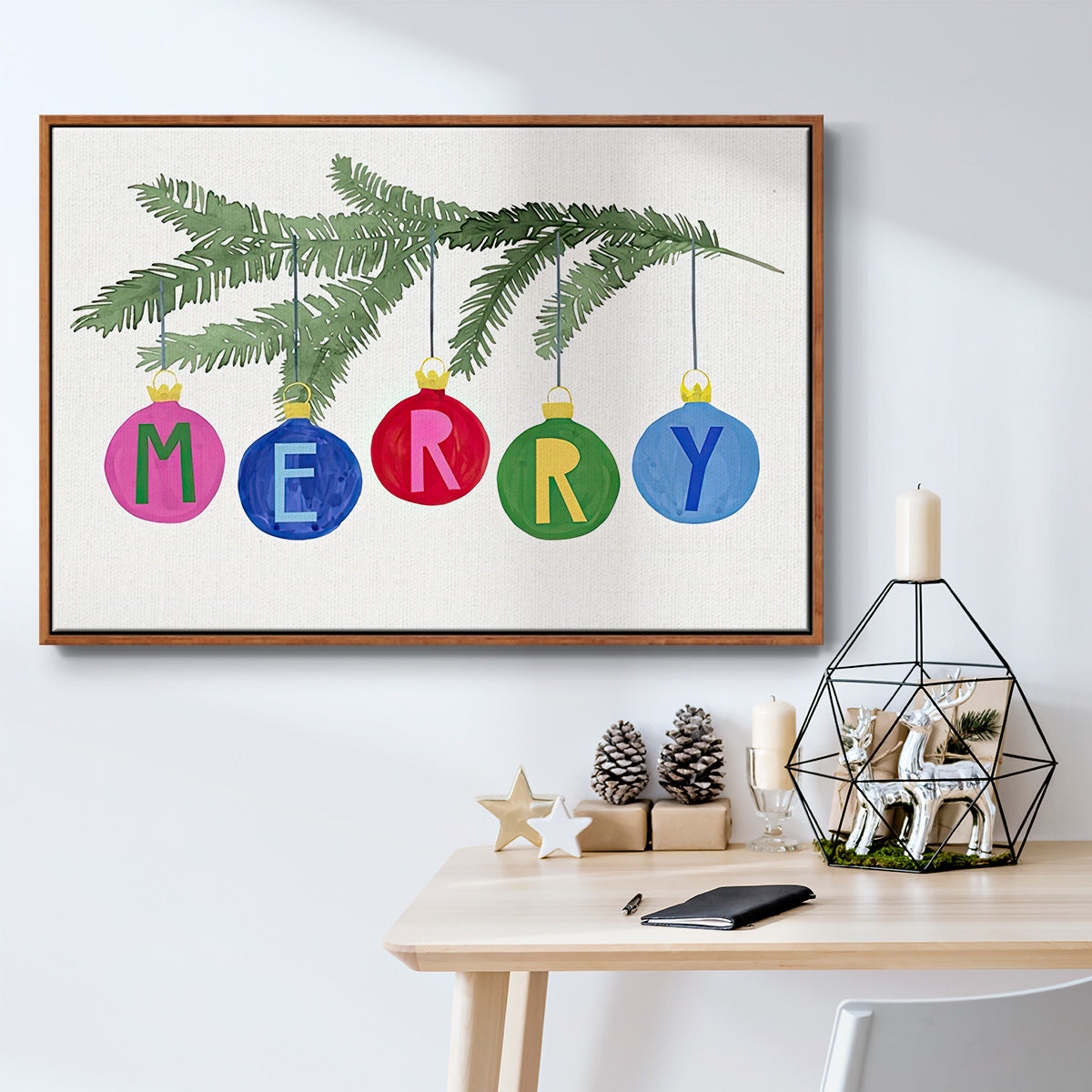 Colorful Christmas Collection A - Floater Framed Canvas Print