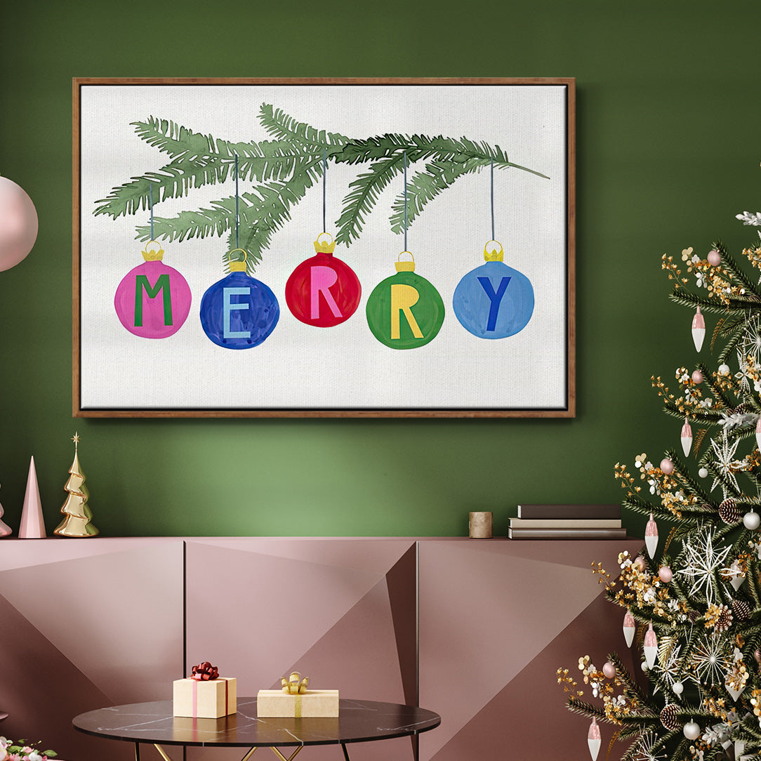 Colorful Christmas Collection A - Floater Framed Canvas Print
